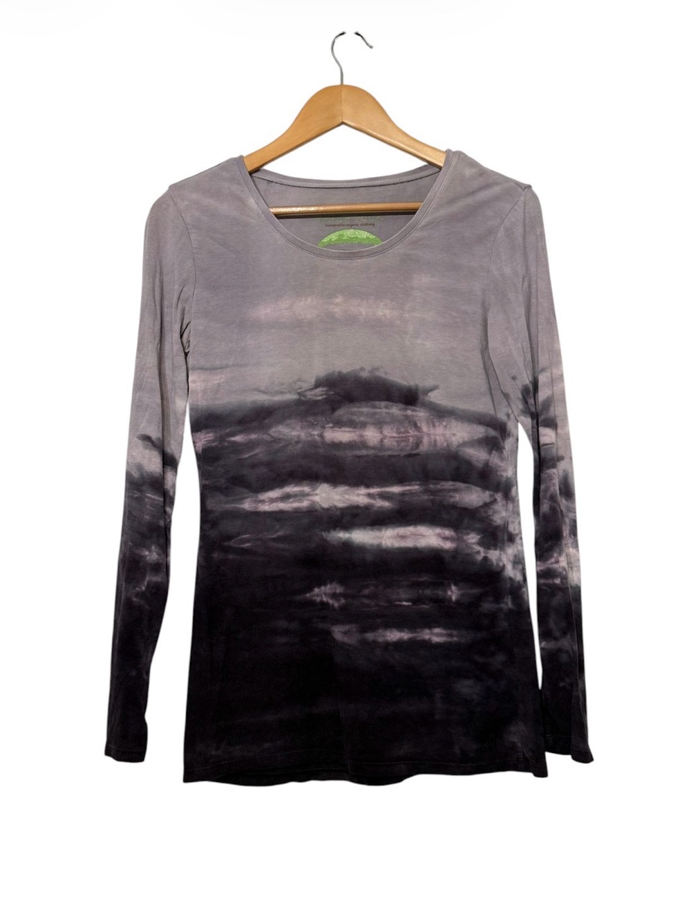 Earth Yoga Long Sleeve Top Bamboo Organic Cotton Tie Dye Neutral Women’s Small